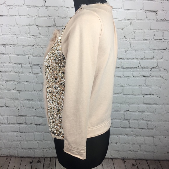 Anthropologie Postmark Sequin Beaded Pink Cardigan - Picture 4 of 7